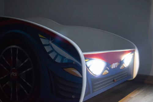 Serija Racing Car-Police LED Dečiji krevet sa dušekom i letvicama