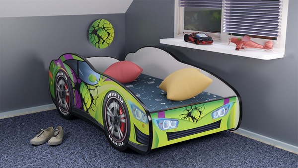 Serija Racing Car-Hero Smash Dečiji krevet sa dušekom i letvicama